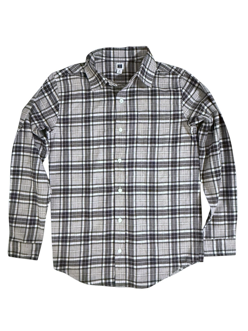 Janie and Jack Girls Plaid Button Down Shirt Size 10 Gray Black 100% Cotton